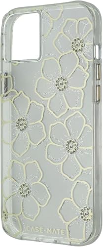 Case-Mate Funda para iPhone 14 Plus, gemas florales, con protección contra caídas de 10 pies y carga inalámbrica, funda de lujo con diamantes de