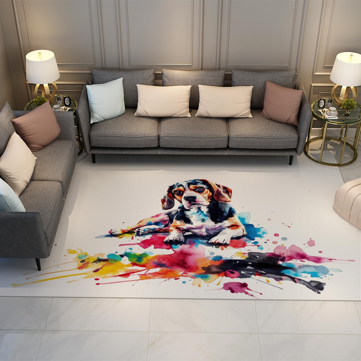 Tapis doux lavable pour salon avec chien et enfants 120x180
