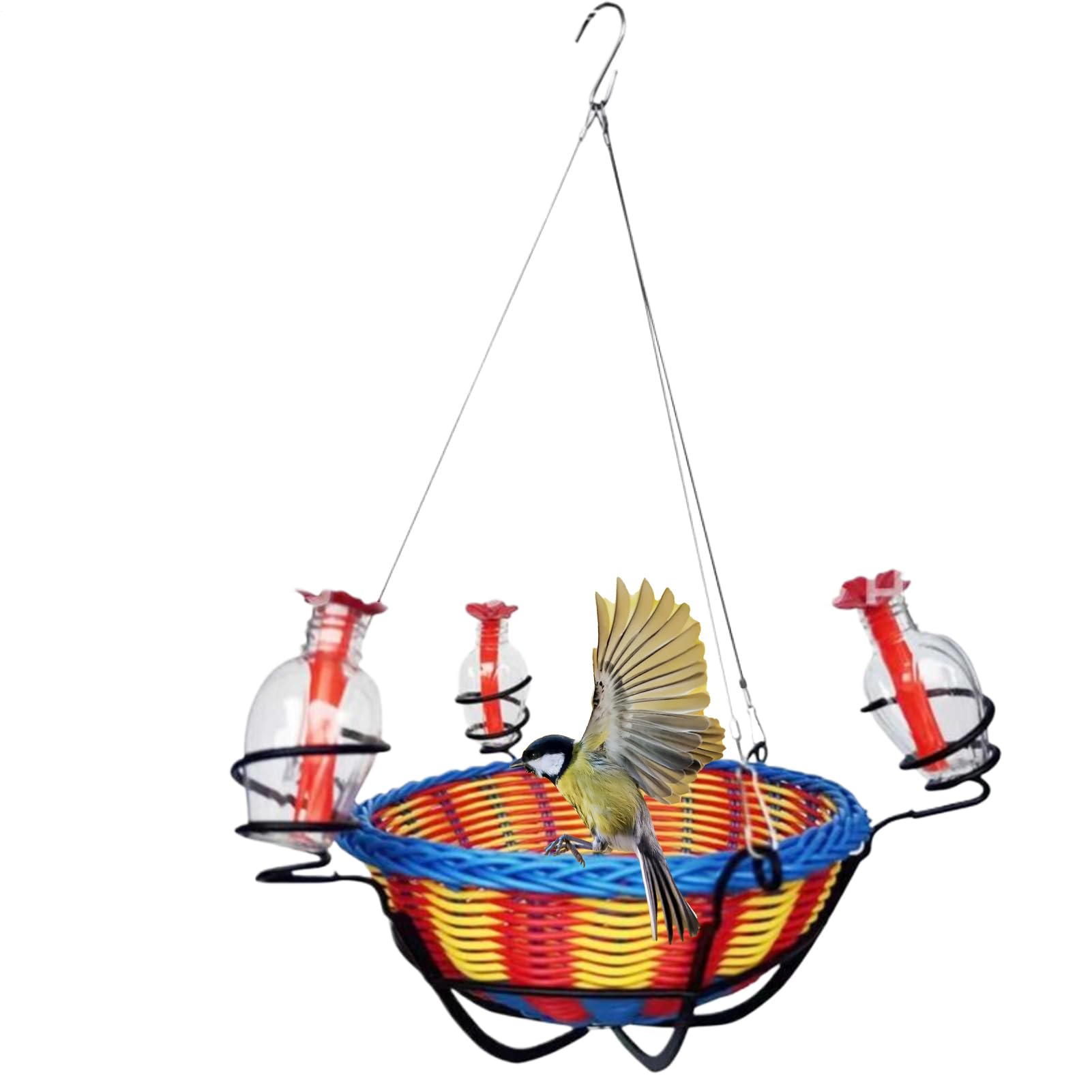 Mangeoire pour colibris anti-fuites à 3 ports pour fenêtre et jardin