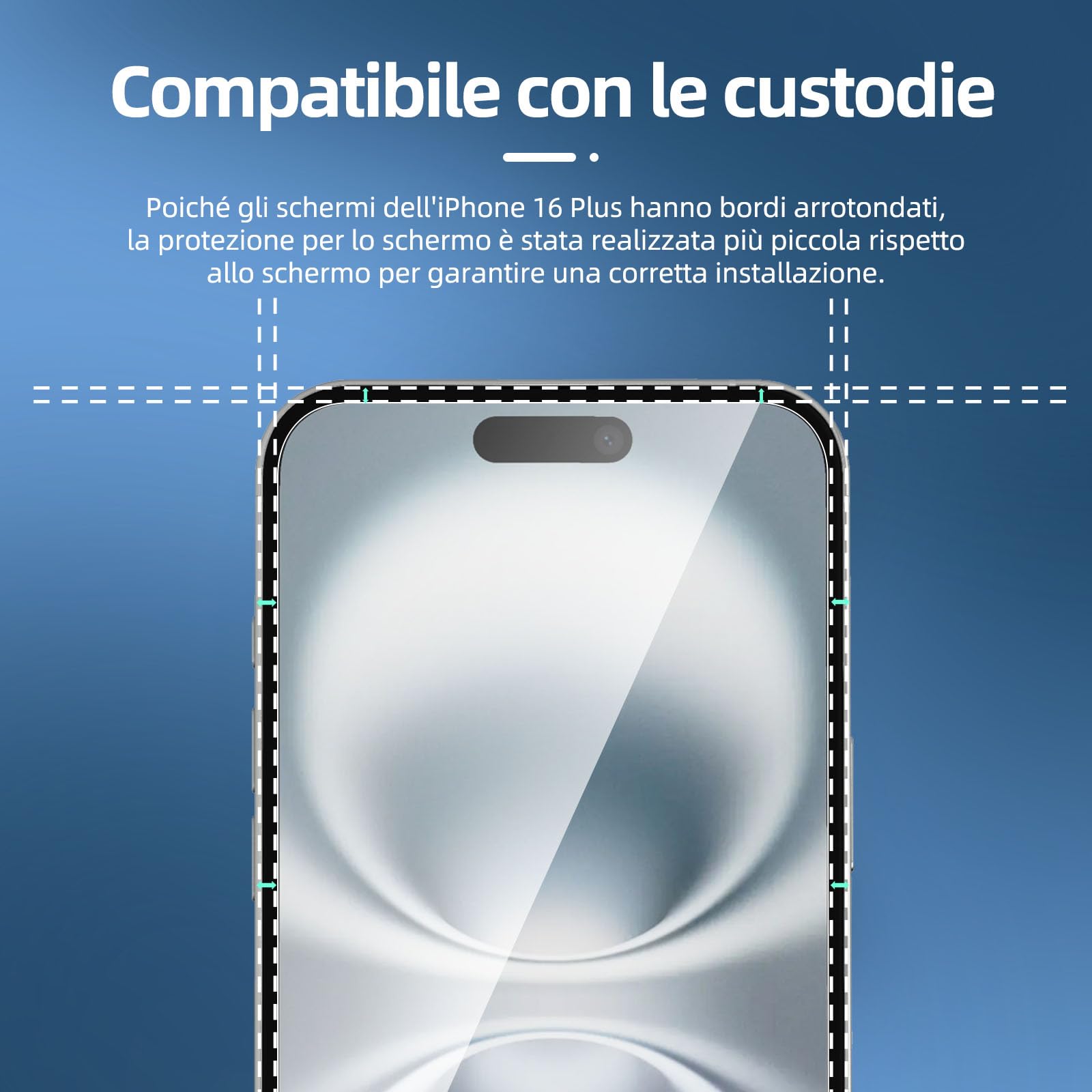 NEW'C 3 Pezzi, Vetro Temperato per iPhone 16 Plus (6,7"), Pellicola Prottetiva, Senza Bolle, Durezza 9H, 0,35mm Ultra Trasparente, Ultra Resistente