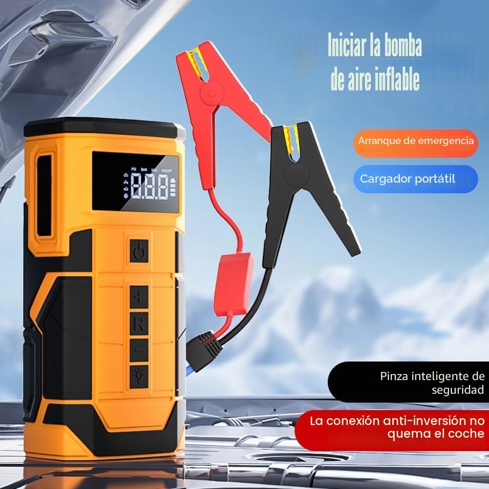 Eawfgtuw Arrancador de coche de 8000 A con bomba de aire, paquete de refuerzo de batería de 12 V, inflador de neumáticos de 150 PSI, banco de energía portátil, paquete de salto automático de