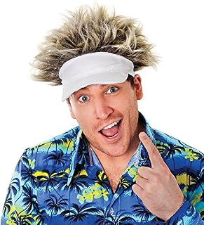 Bristol Novelty BH571 Cap Hat and Hair Golfer Style, Mens, White & Blonde, One Size