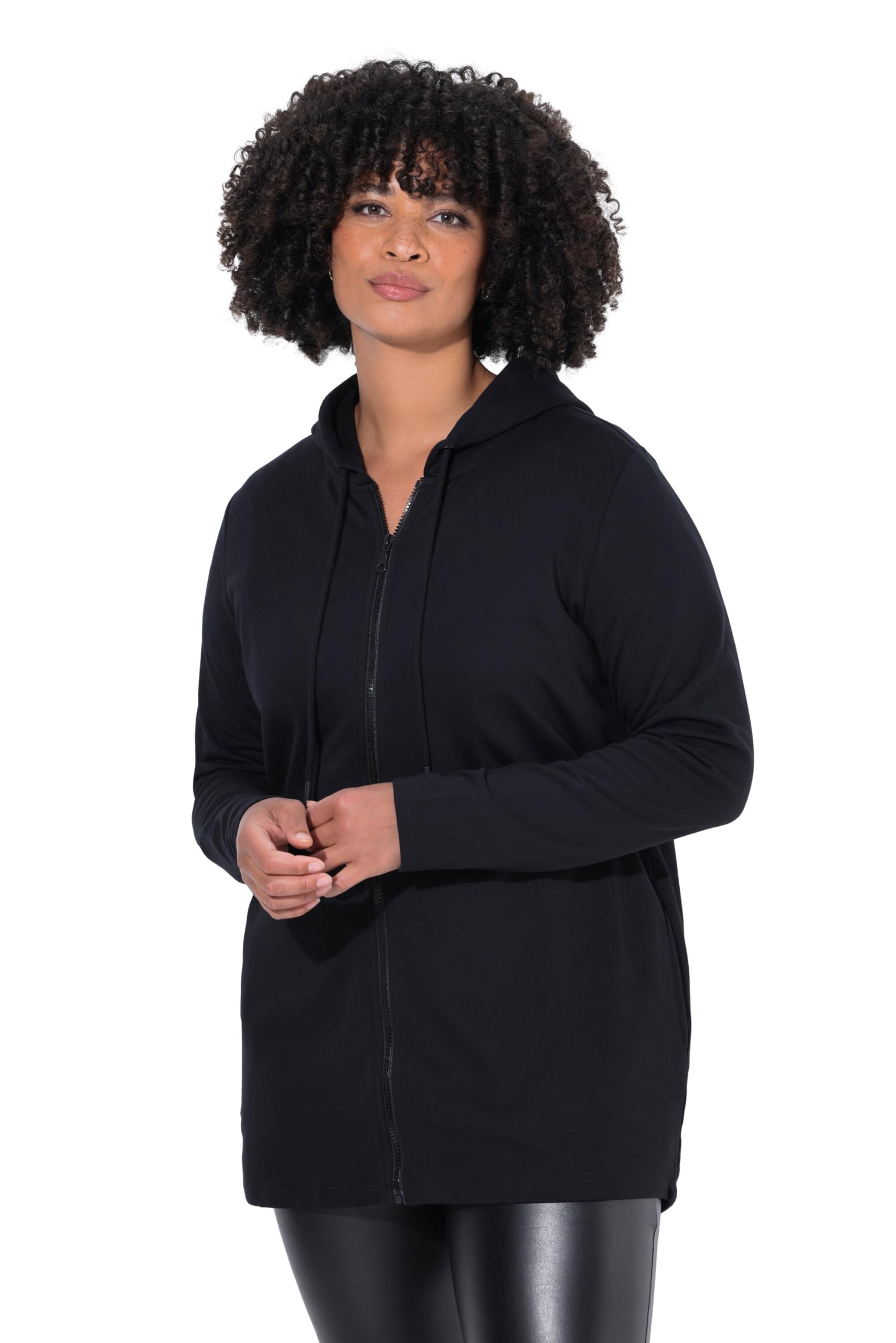 Angel of Style Damen große Größen Übergrößen Plus Size Long-Sweatjacke, A-Linie, Qualle auf dem Rücken, Kapuze 844326