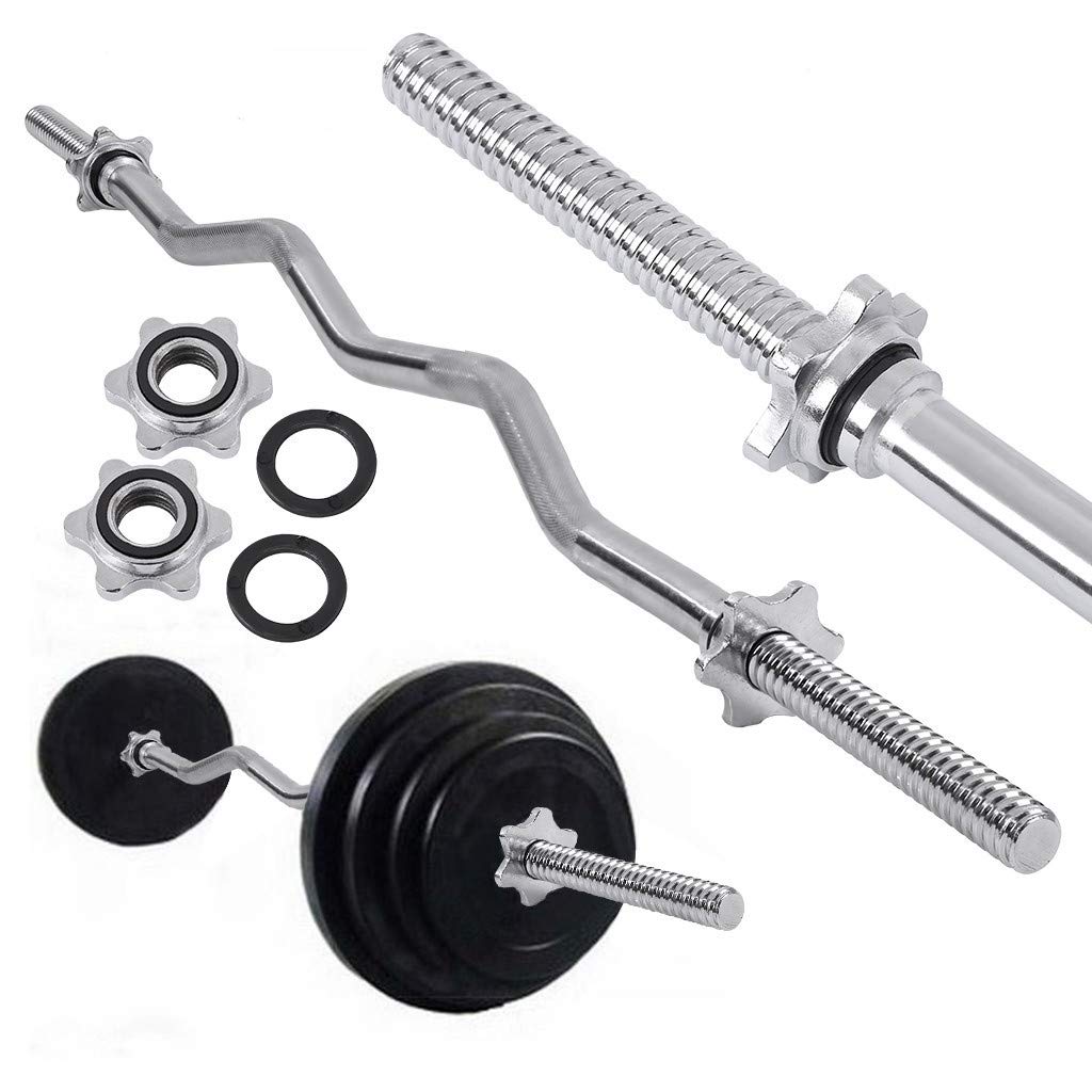 BodyRip Ez Curl Barbell Vinyl Weight Set 50Kg 1 Standard Bar Home Gym