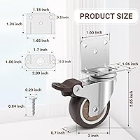 Vista 2 de Nefish Ruedas Giratorias de Montaje Lateral de 2 Pulgadas en Forma de L, Juego de 4 Ruedas Pequeñas de Goma, con Rodamiento de Bolas, Placa