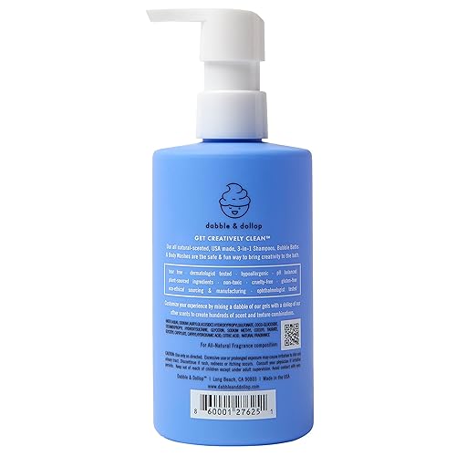 Miniatura 7 de Dabble & Dollop Blueberry Body Wash & Shampoo - Baño de burbujas natural 3 en 1 para niños, fabricado en Estados Unidos, sin parabenos ni sulfatos,