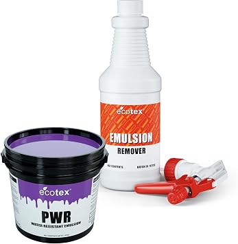 Ecotex Screen Printing Bundle - Pre-Sensitized Ready to Use PWR Photo Emulsion 8oz and Emulsion Remover 16oz for Silk Screens - for Plastisol and Water Based Inks, Screen Printing Supplies