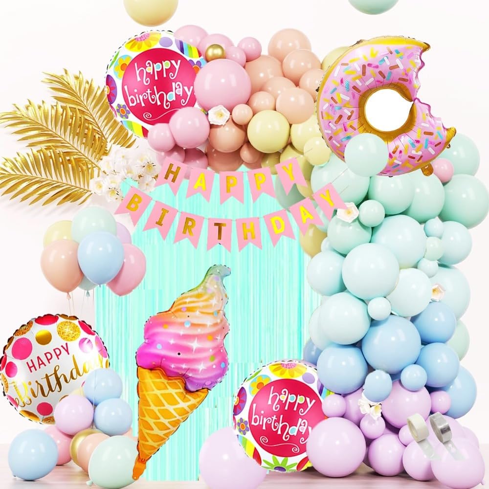 39 Pieces Happy Birthday Decoration Kit | Ice Cream Foil Balloons Theme For Birthday Decorations Items