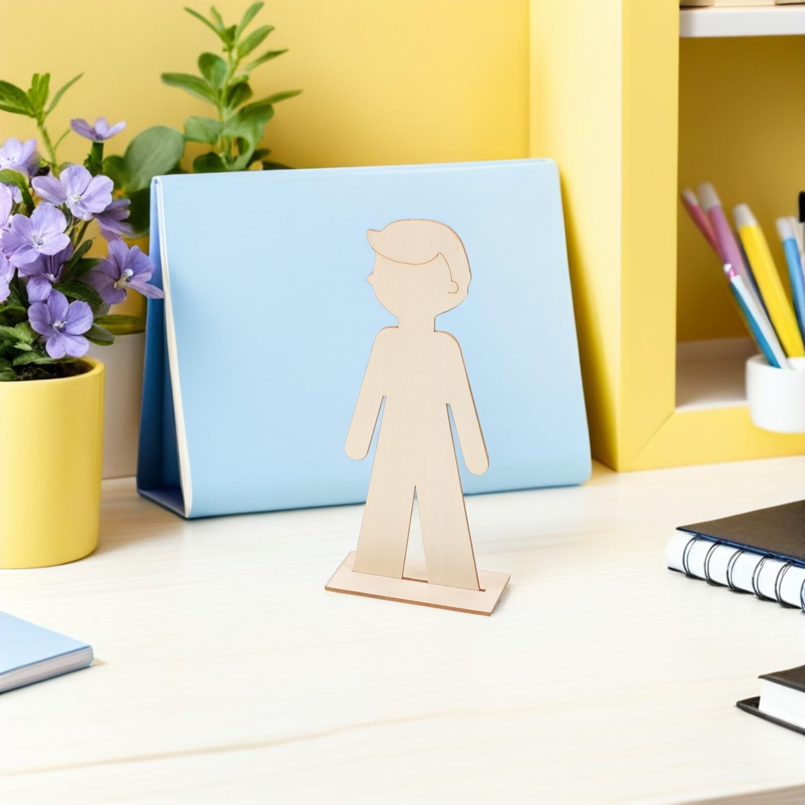 Angoily de Recortes de Madera sin Terminar Forma de Niño Beige 40 Piezas Segura y Duradera para Manualidades Escolares y Decoración Creativa