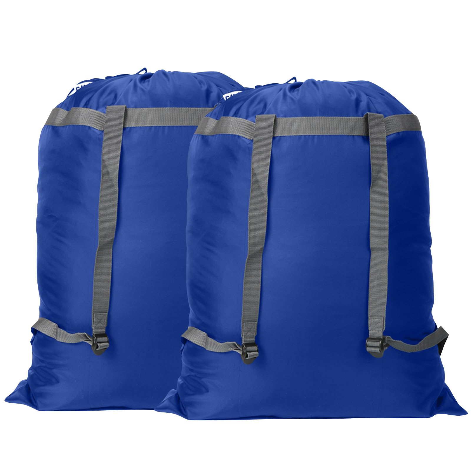 2 Pack Laundry Bag Backpack, 27” x 34”Sturdy Laundry Bag with Shoulder Straps Drawstring Closure Heavy Duty Foldable Laundry Backpack for College, Travel, Laundromat, Apartment (Blue)
