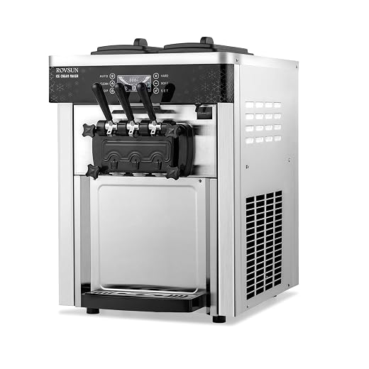 ROVSUN Commercial Ice Cream Machine 5.3 to 7.4 Gal/H, Soft Serve Ice Cream Maker Countertop with 2 X 1.6 Gal Hoppers 3 Flavors LCD Touch Screen Auto Clean for Cafe, Restaurant, Snack Bar 2200W