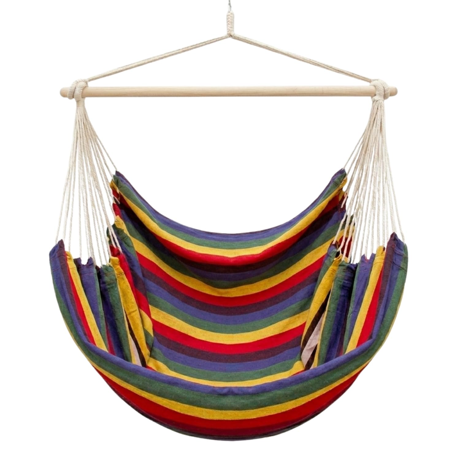 AMANKA XXL Silla Hamaca Colgante 185x130cm hasta 150kg - Jardín Balcón y Terraza - Columpio para 2 Personas - 100% Algodón - Rotación 360° Giratoria - Interior y Exterior - Adultos y Adolescentes