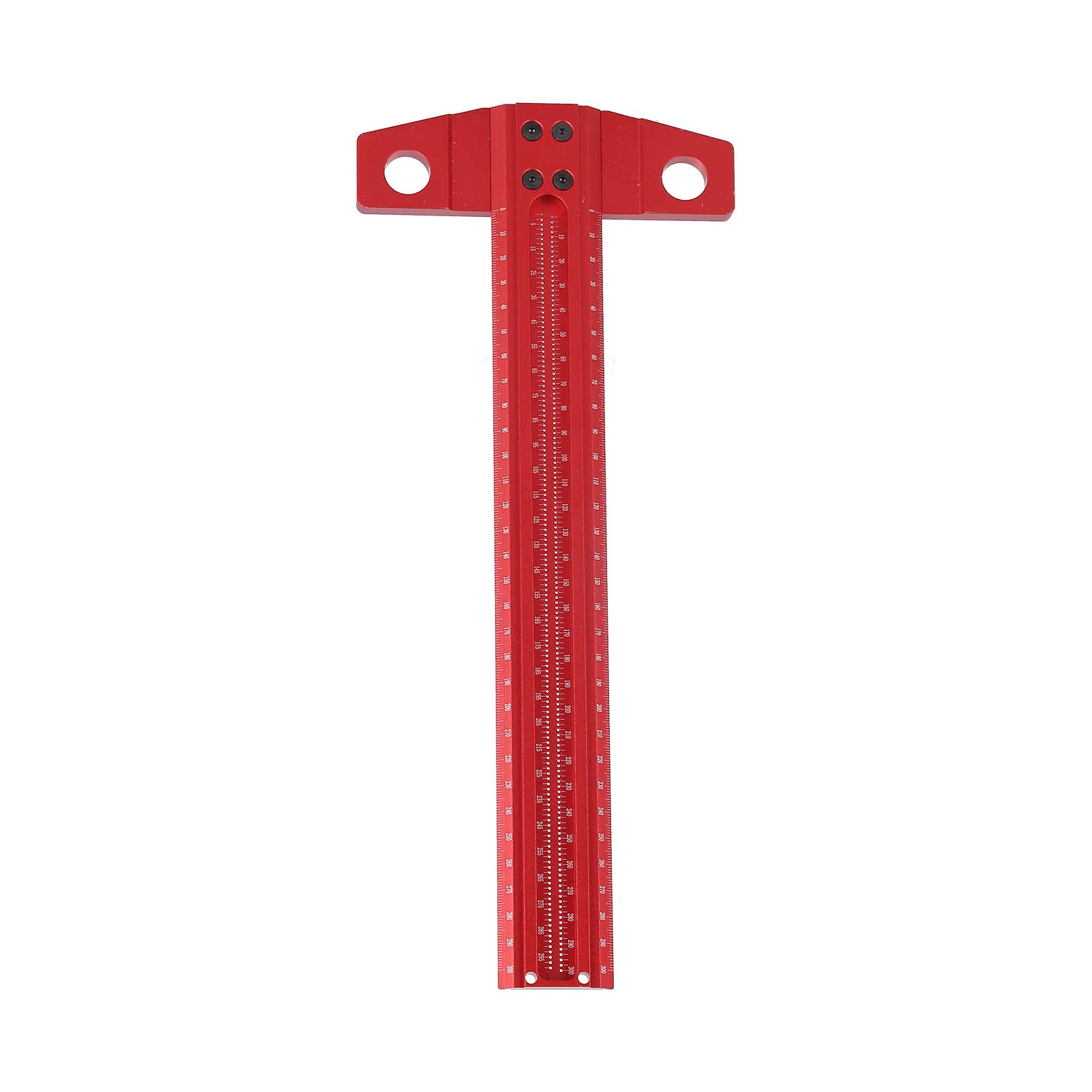 Righello Quadrato a T in Lega di Alluminio 300mm per Lavorazione del Legno Strumento di Misurazione Rosso Precisione 1mm