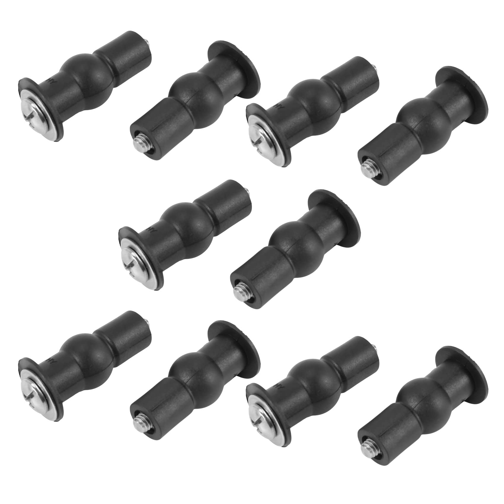 Jnchdghwa Black & Silver 5X Toilet Seat Top Fix Seat Hinge Hole Fixings Well Nut Rubber Back To Wall Pair
