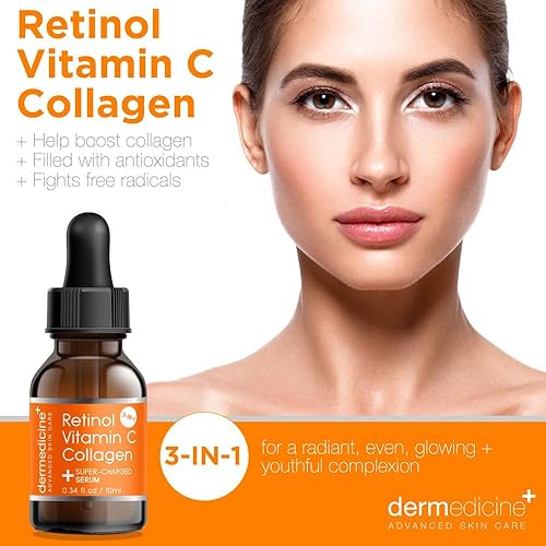 Miniatura 3 de Retinol Vitamina C Colágeno  Suero antienvejecimiento súper cargado para la cara  Calidad de grado farmacéutico  Ayuda a suavizar y regordeta líneas