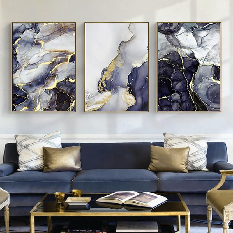 QPLGTU Islamic Marble Canvas Painting, Arabic Art Wall Canvas Poster Set, Bedroom & Living Room Decoration