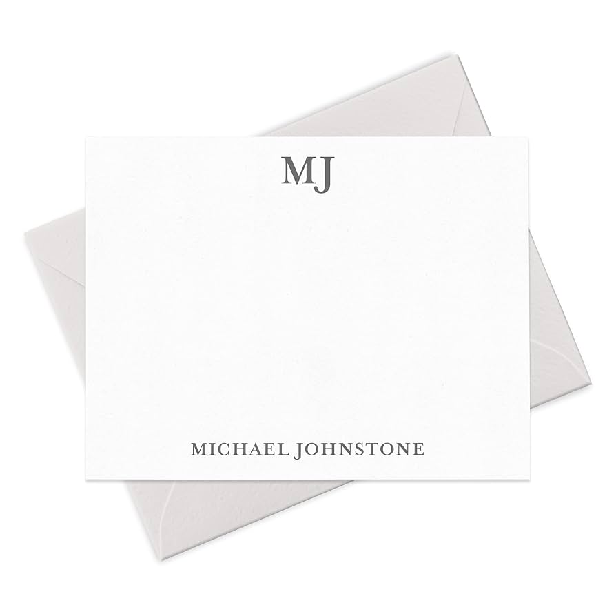 Custom Boxed Stationery Set Personalized Flat Note Card and Envelope