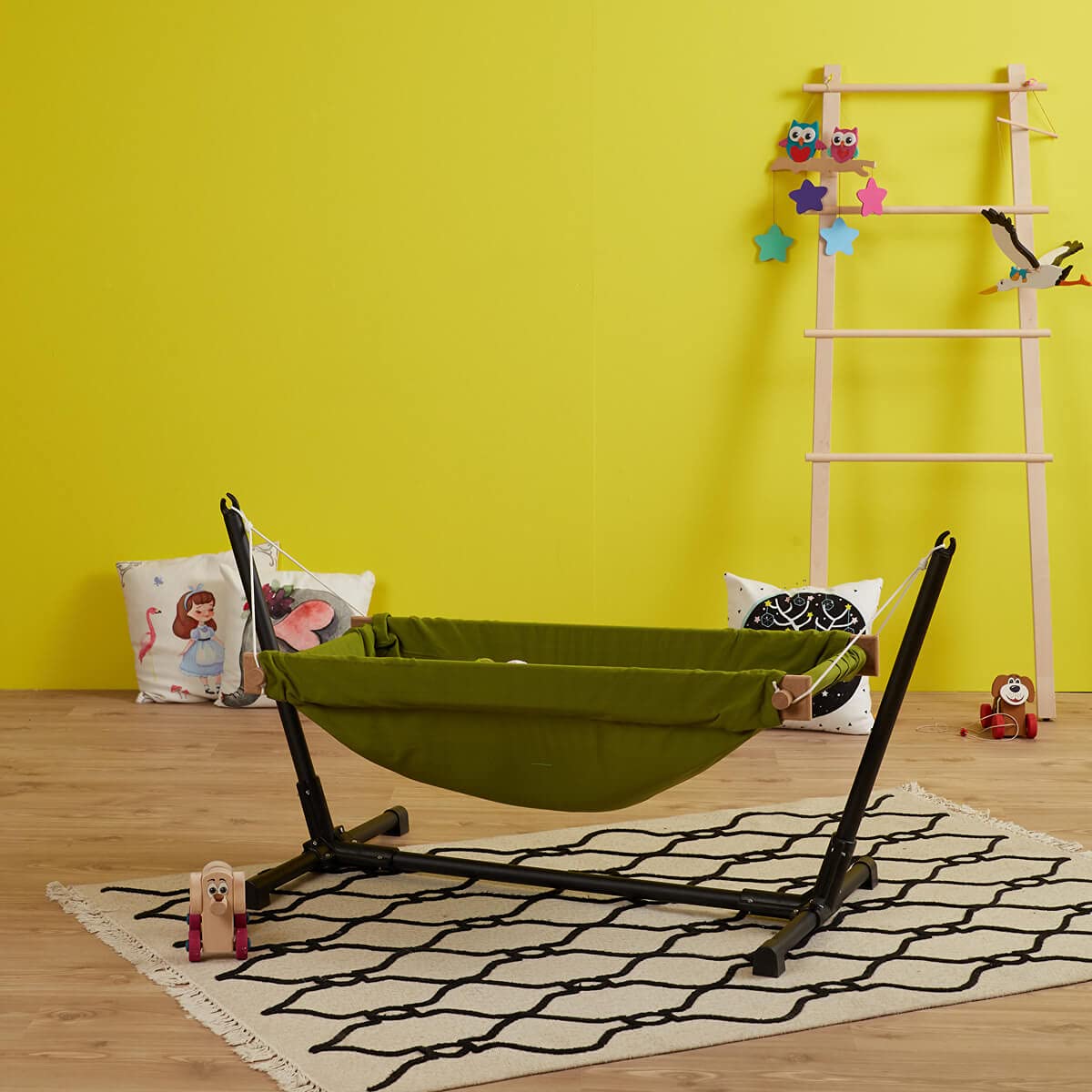 Hamac pour bébé en bois avec support 100 % coton Cribs de voyage