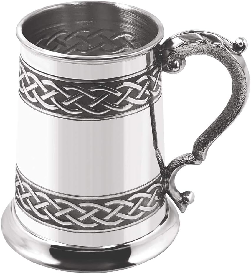English Pewter Company Embossed Celtic Knot Design 1 Pint Pewter Tankard Beer Mug Stein [CEL621]