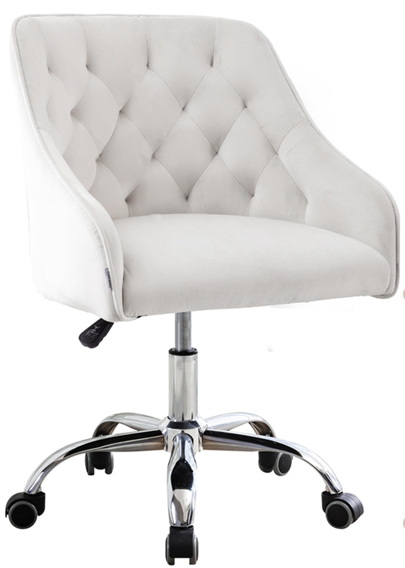DKLGG Velvet Home Office Desk Chair, 360 Degree Swivel Computer Task Chairs, Cute Vanity Chair for Home, Office, Make Up, Small Space, Bedroom(White)