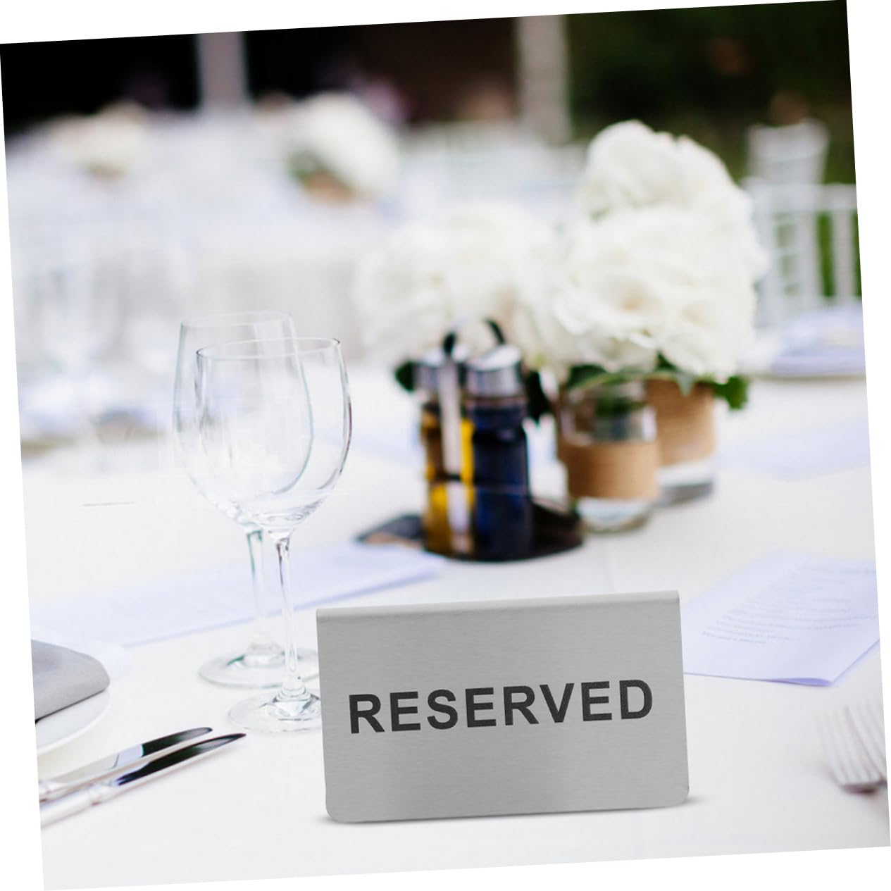 Anneome 4piezas Carteles De Mesa Reservados De Inoxidable Shape Para Restaurantes y Eventos De Doble Cara Elegantes y Duraderos Para Bodas y Conferencias