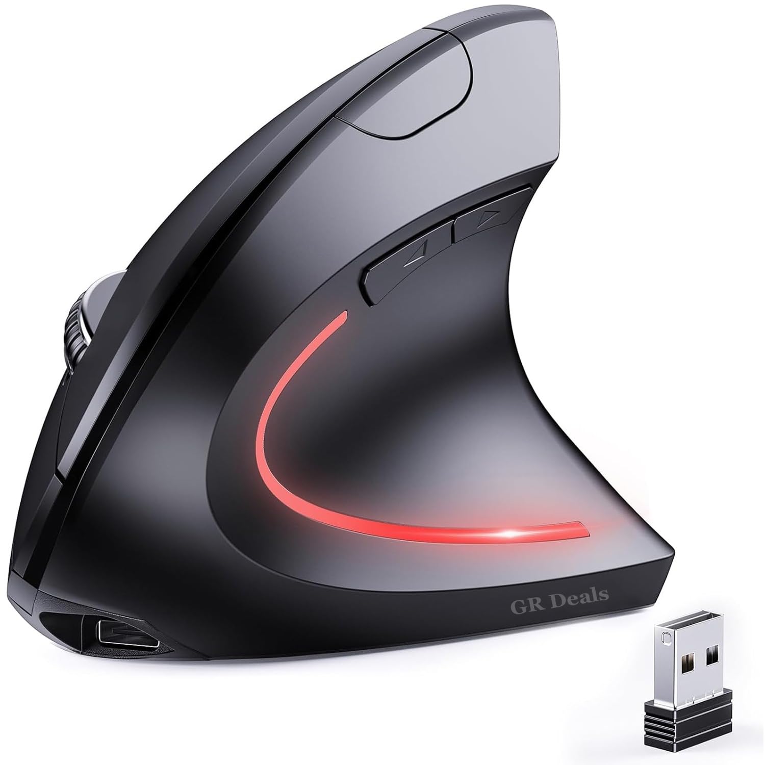 Ergonomic Mouse, Wireless Bluetooth Vertical Mouse, 1600 DPI Optical Tracking, 3 Adjustable DPI, Quiet Clicks, 2.4GHz with USB A Receiver, 6 Buttons for Laptop, Computer, Desktop. (Black)-image-32