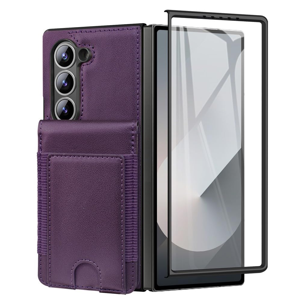 Protection Galaxy Z Fold 3 étui cuir violet rigide écran - 8