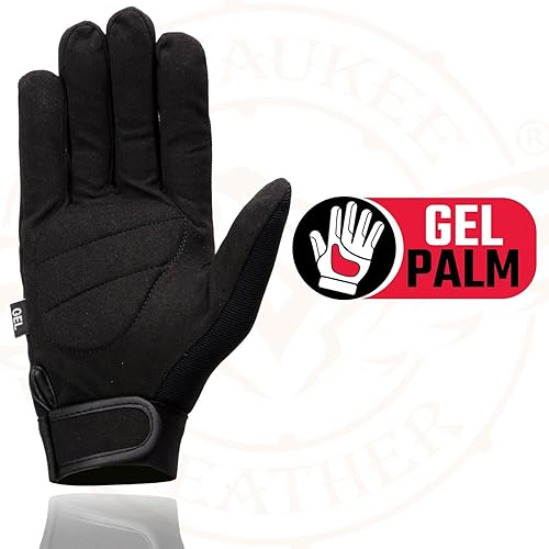 Miniatura 2 de Milwaukee Leather SH44612 - Guantes de mecánica textil para hombre con parte inferior Amara