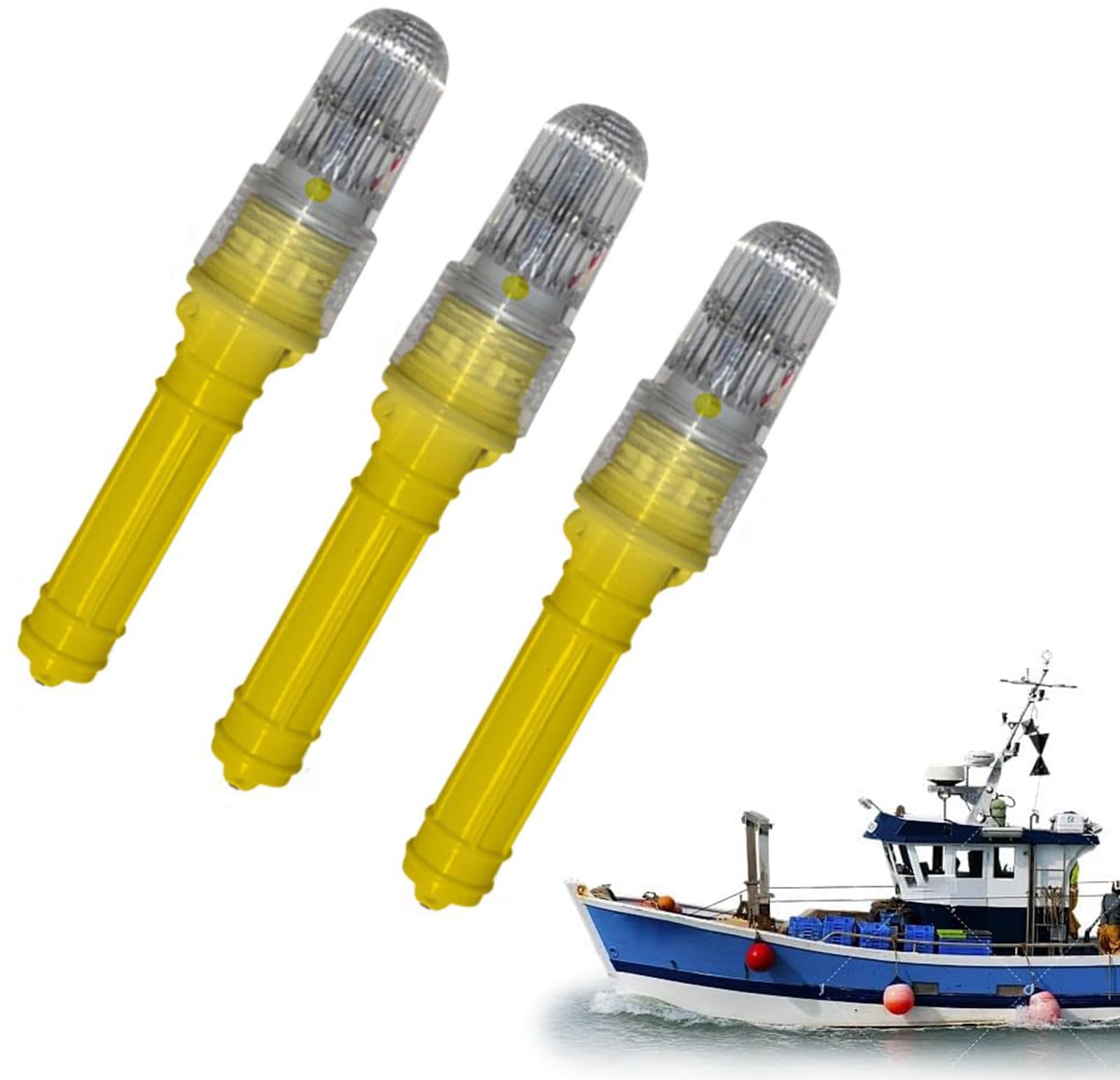 3PCS Boat Flares – 2025 Upgraded Electronic Boat Flares Coast Guard Approved Marine | Visual Distress Signals At Sea, Waterproof Emergency Signals for Fishing Nets, Buoys & Boats