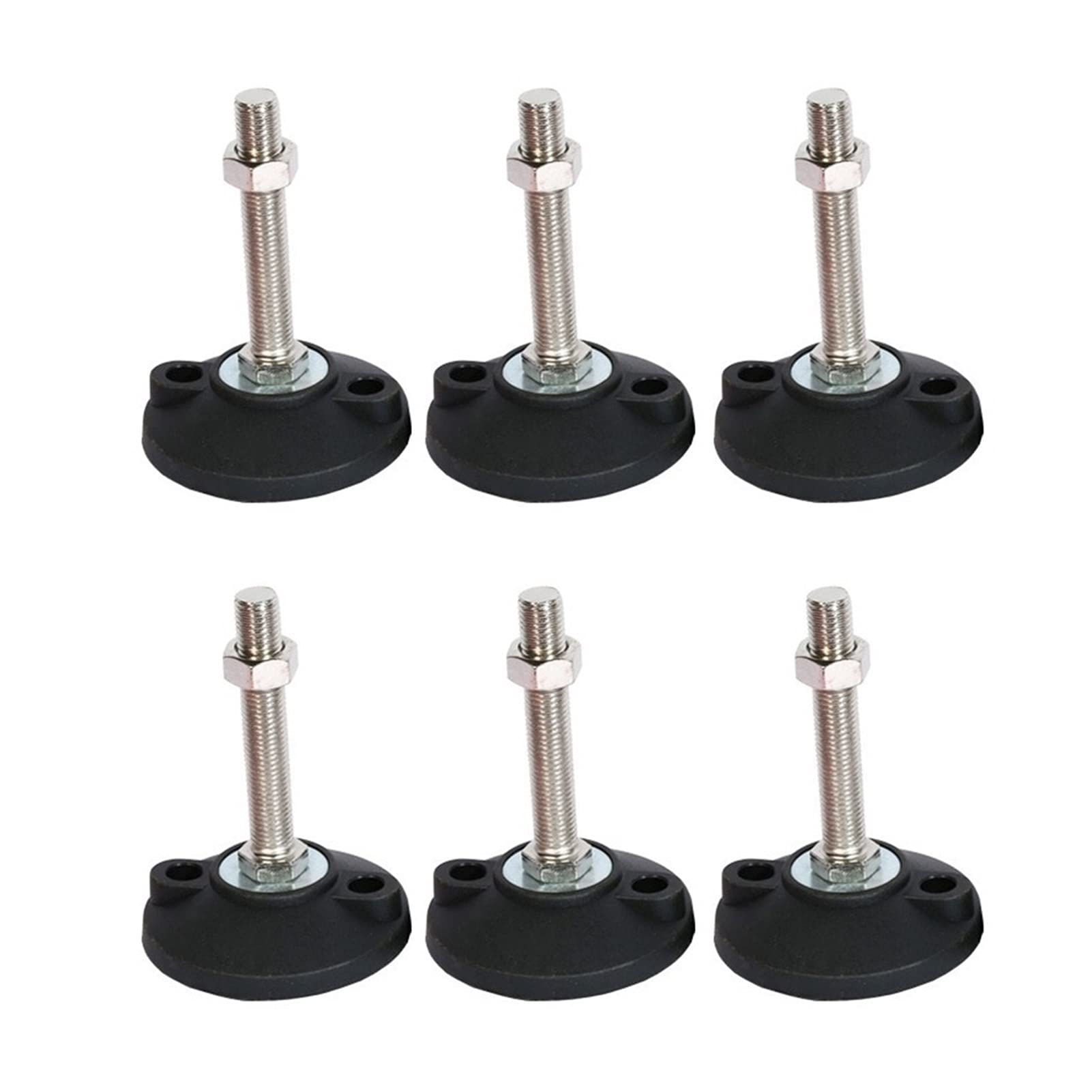 Niveladores de muebles, 6 patas niveladoras ajustables de alta resistencia con base de goma de 100 mm, roscadas for nivelación de muebles, maquinaria y equipos(D100*M16*100mm)