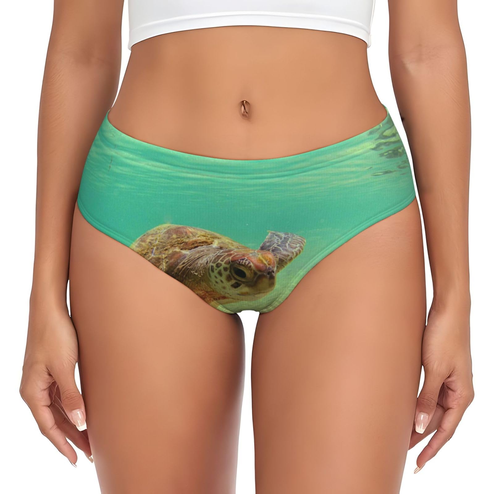 Duorhev Women's Black Lord Howe Island Sea Turtle Print Briefs Comfortable And Versatile Underwear For Everyday Wear