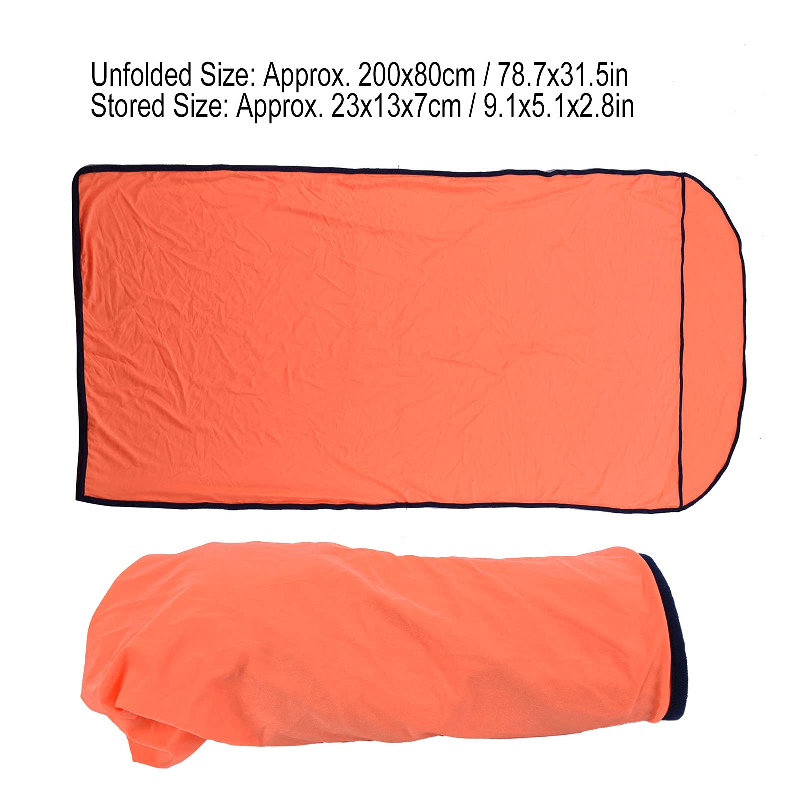 Sleeping Bag Liner, 200x80cm Ultralight Multifunctional Elastic Sleeping Sack Lightweight Breathable Cotton Liner for Picnic Hiking Outdoor Camping(Orange)