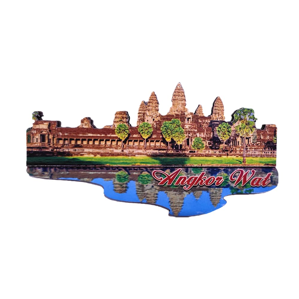 3D Angkor Wat Cambodia Fridge Magnet Souvenir Gift Wood Craft Collection