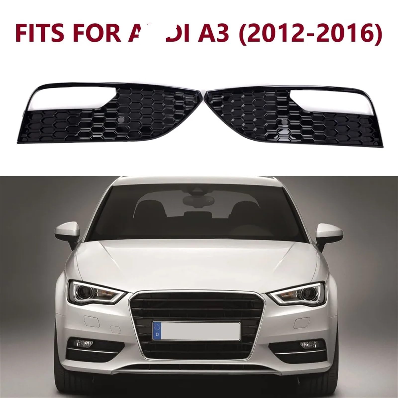Griglia Fendinebbia 2PCS per Gloss Black Fendinebbia Lunetta Griglia di Ricambio A3 2012-2016 Paraurti Anteriore Copertura 8V3807681 8V3807682