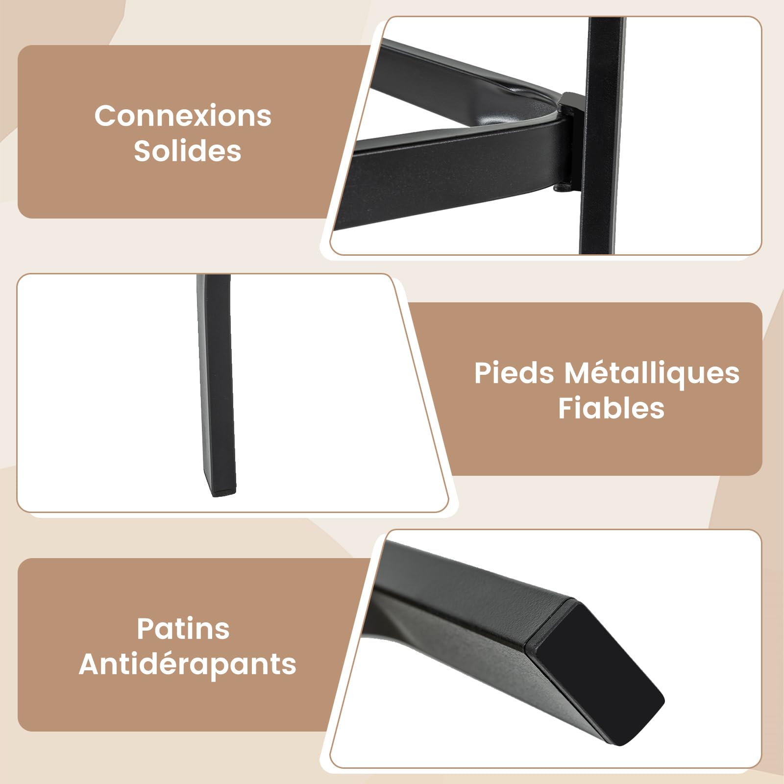 COSTWAY Table de Bar Carrée de Patio 70 cm, Table de Jardin avec Cadre en Métal Robuste Trou de Parasol de 39 mm, Table Bistrot d'Extérieur pour Terrasse Jardin Balcon et Cour
