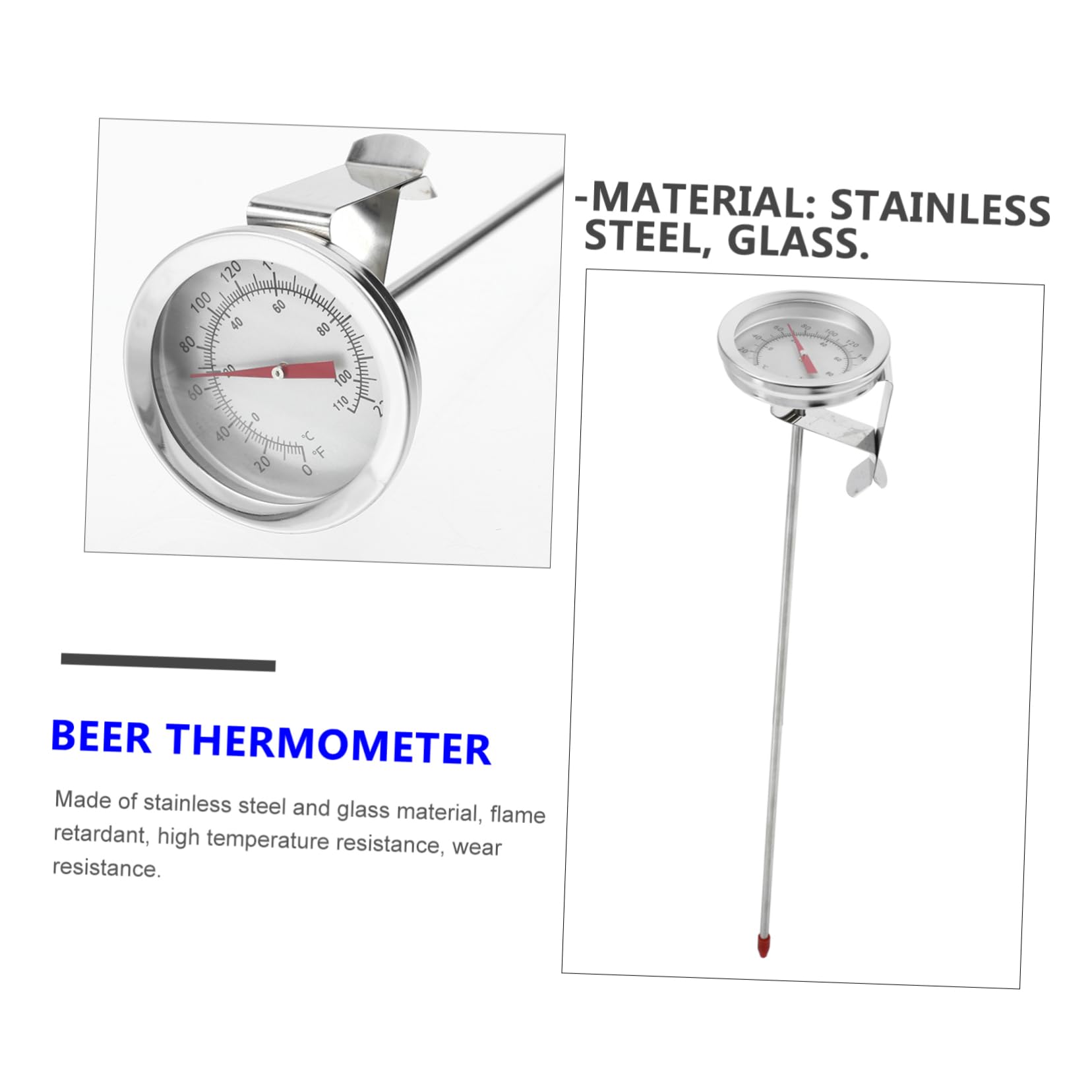 Termómetro Profesional Inoxidable para Cocina y Barbacoa de Temperatura con Abrazadera y Diseño Compacto Lectura Clara y de Limpiar