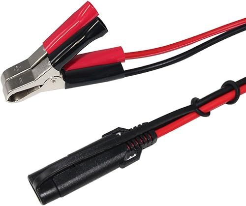 Miniatura 8 de Paquete de 3 Clip de cocodrilo de batería de 1.5 pies y 12 V a SAE 2 pines, cable de desconexión rápida SAE a cable de abrazadera de batería,