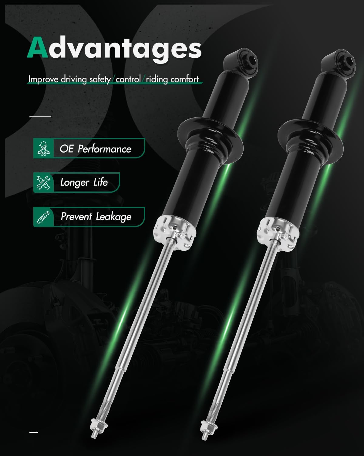 SCITOO Shocks, Rear Gas Struts Shock Absorbers Fit for 2007 2008 2009 2010 for Dodge Caliber,2007 2008 2009 2010 for Jeep Compass,2007 2007 2008 2009 2010 for Jeep Patriot 341654 72401 Set of 2