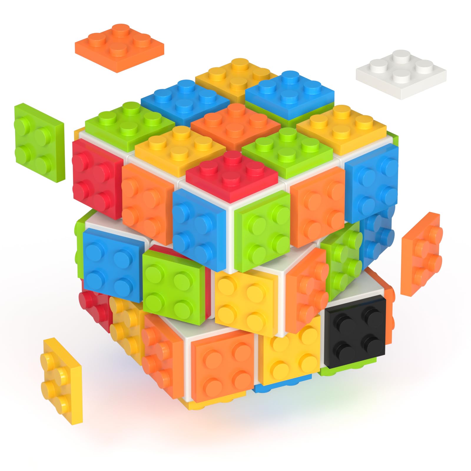 Roxenda Speed Magic Cube 3x3, Building Blocks Creative for Fun Puzzle 3D Fast Cube for Kid & Adult Playing(White)