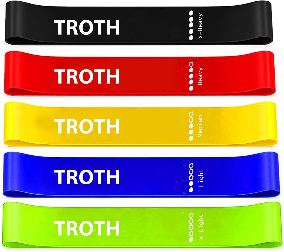 TROTH Resistance Bands Set – Resistance Band Women, Booty Exercise Band, Resistance Bands Set Men, Home Gym Strength Training Equipment, Fitness Accessories for Pilates, Squat, Yoga & Pull Up Workout