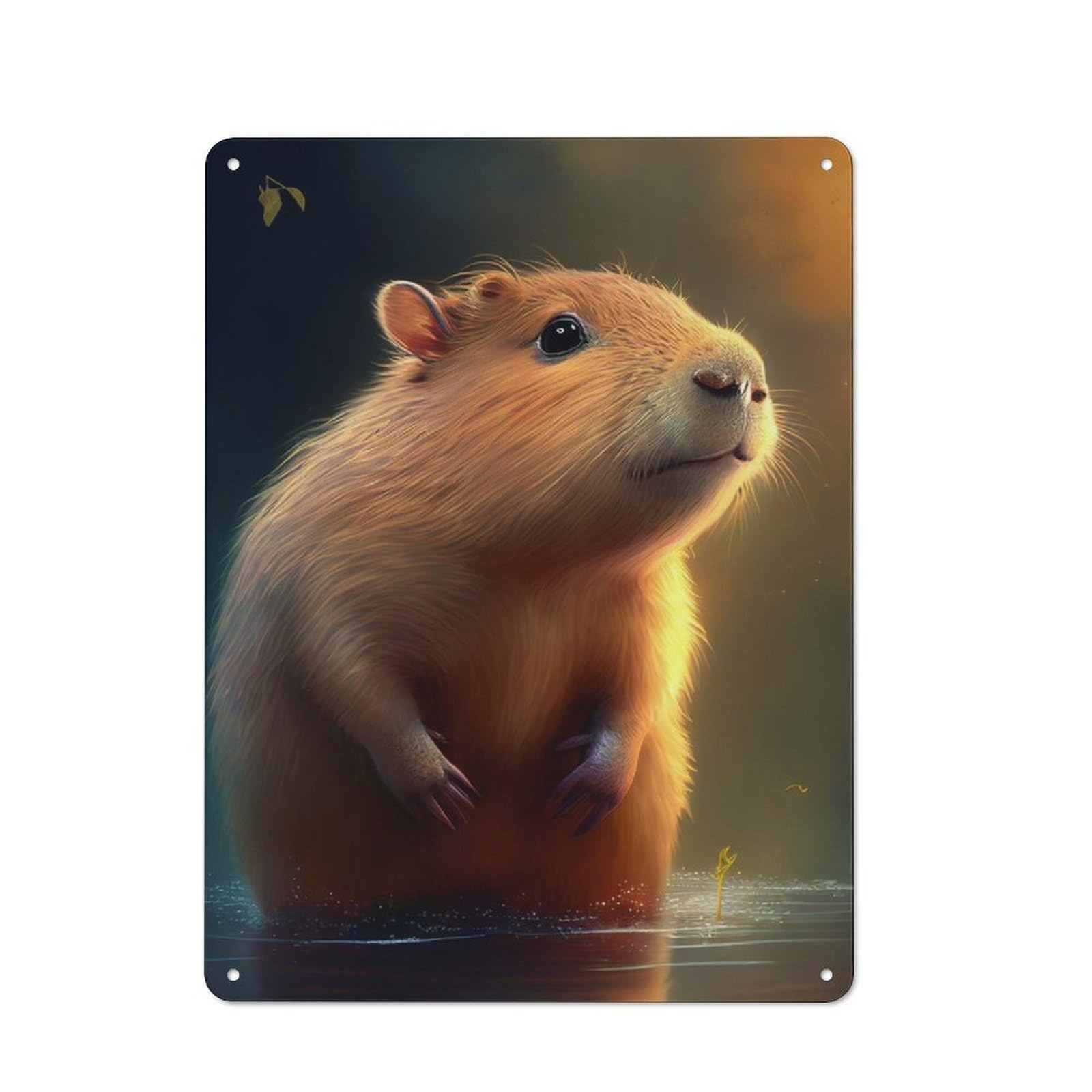 Junmoney Capybara Illustration Vintage Metal Gift Sign 40X30cm, Novelty Wall Art For Hallway, Home Bar, Garage Or Study