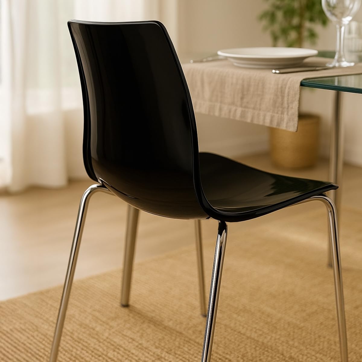 Sedie bar cucina gambe acciaio impilabile Lollipop Grand Soleil - Nero