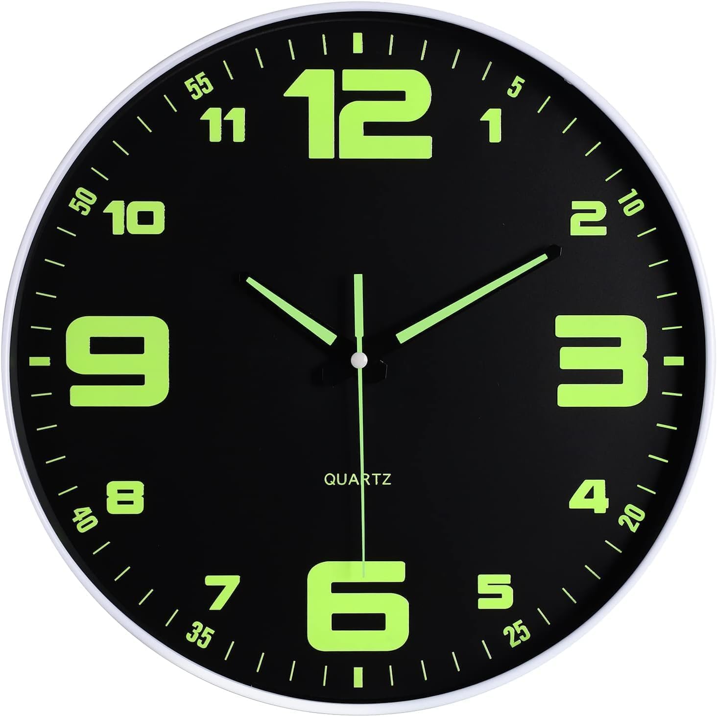 DUBKARTDUBKART Modern Night Light Wall Clock, 12 inch Silent Non-Ticking Clock with Glow in The Dark Function, Battery Operate Lighted Wall Clock for Living Room Kitchen Bedroom Decor (White)