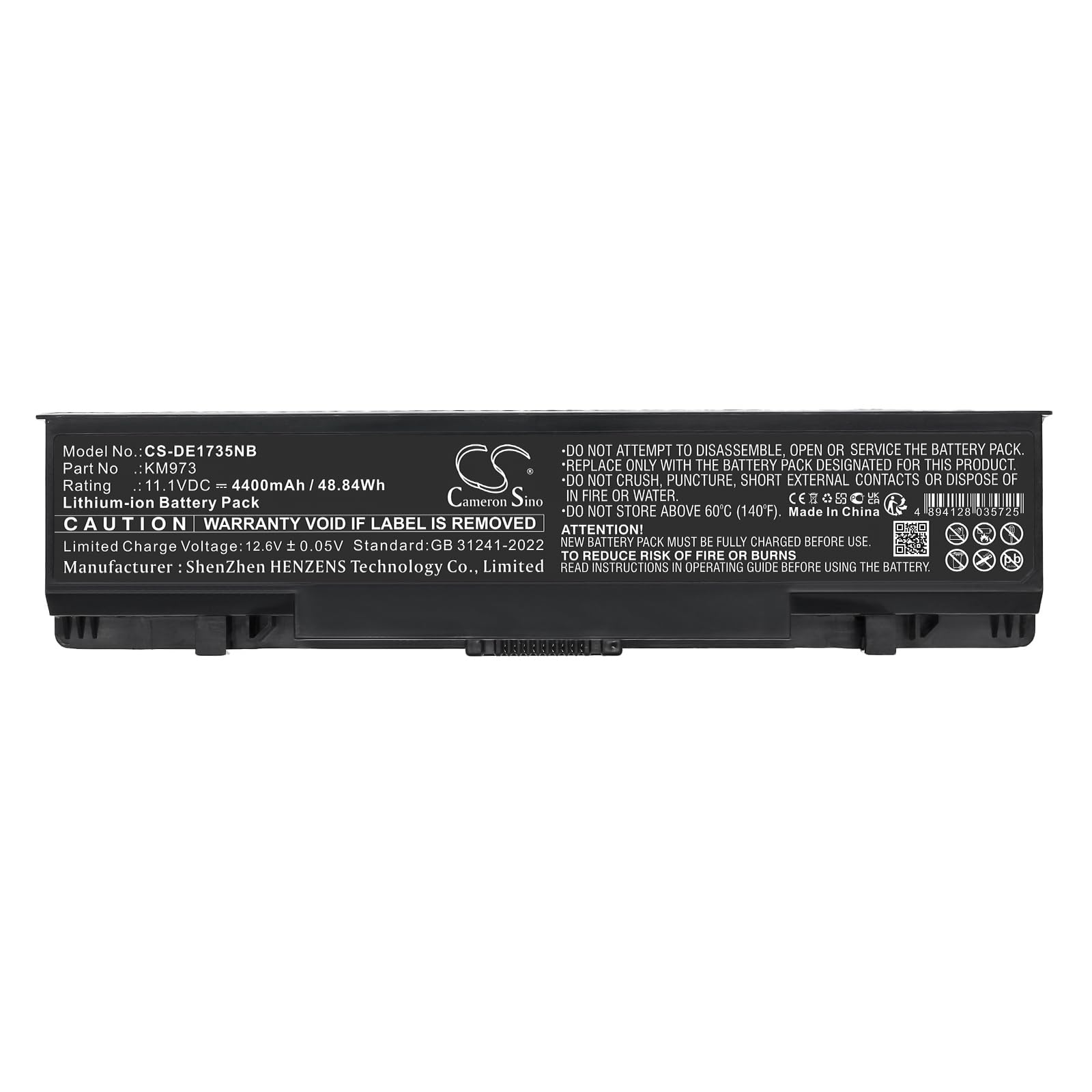 TECHTEK Batterie 4400mAh Compatible avec [Dell] Studio 1735, Studio 1736, 1737 remplace 312-0708, 312-0711, 312-0712, KM973, KM974, KM978, MT335, MT342, PW823, PW824, PW835, RM791, RM868, RM870