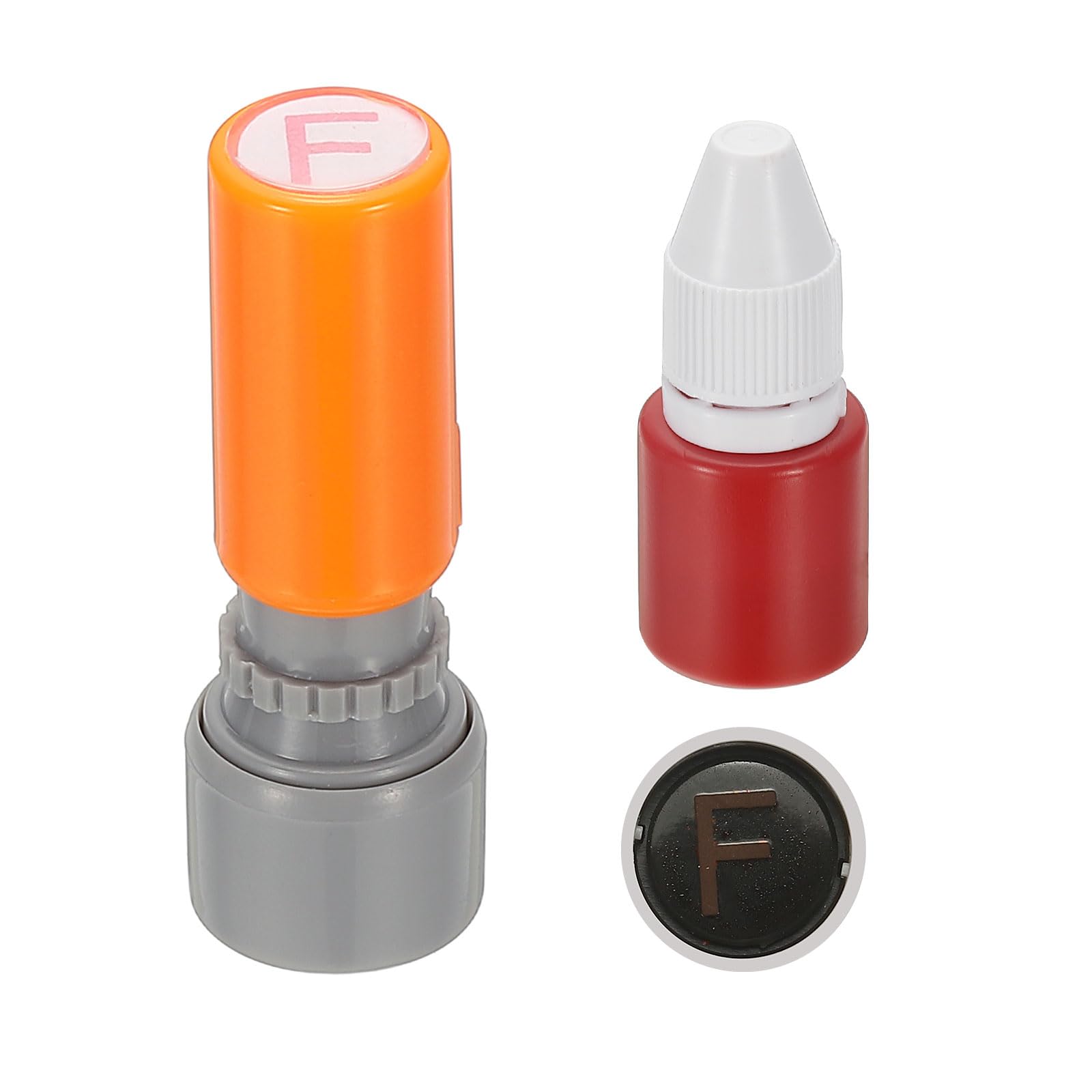 PATIKIL Letter Stamps Self Inking, Character Alphabet F Teacher Initial Ink Stamp Red Ink for Class Notebook Scrapbooking DIY Craft, Orange