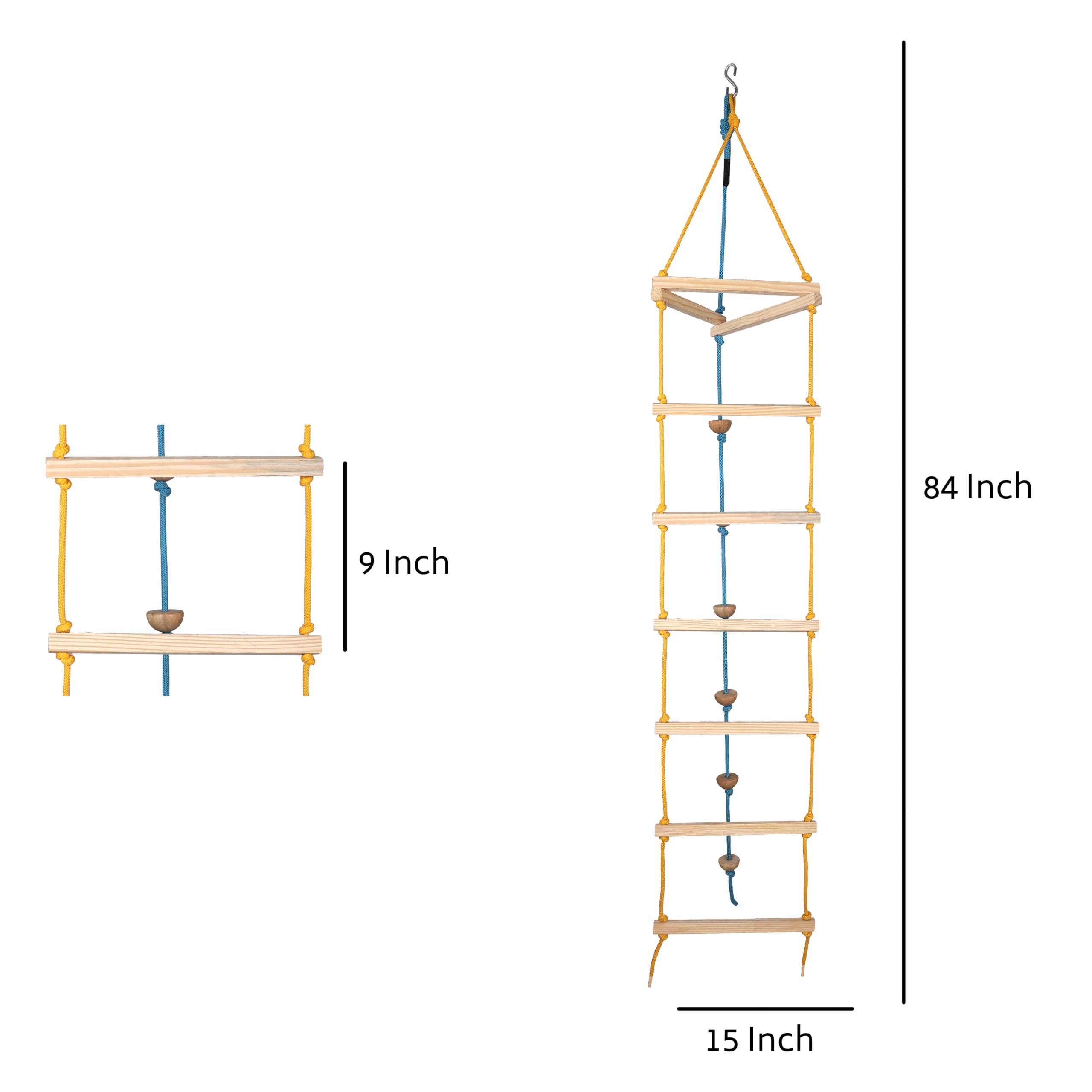 BOFFLE Rope Ladder for Kids | Climbing Stairs for Kids | Wooden Scales for Kids for Physical Activity | Indoor Outdoor Games for Kids for 3 to 10 Years 1