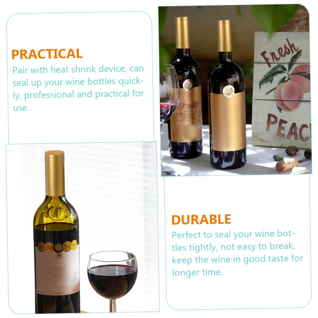 PRETYZOOM 150pcs Wine Bottle Sealer Caps Heat Shrink Capsules for Wine Bottles and Preservation