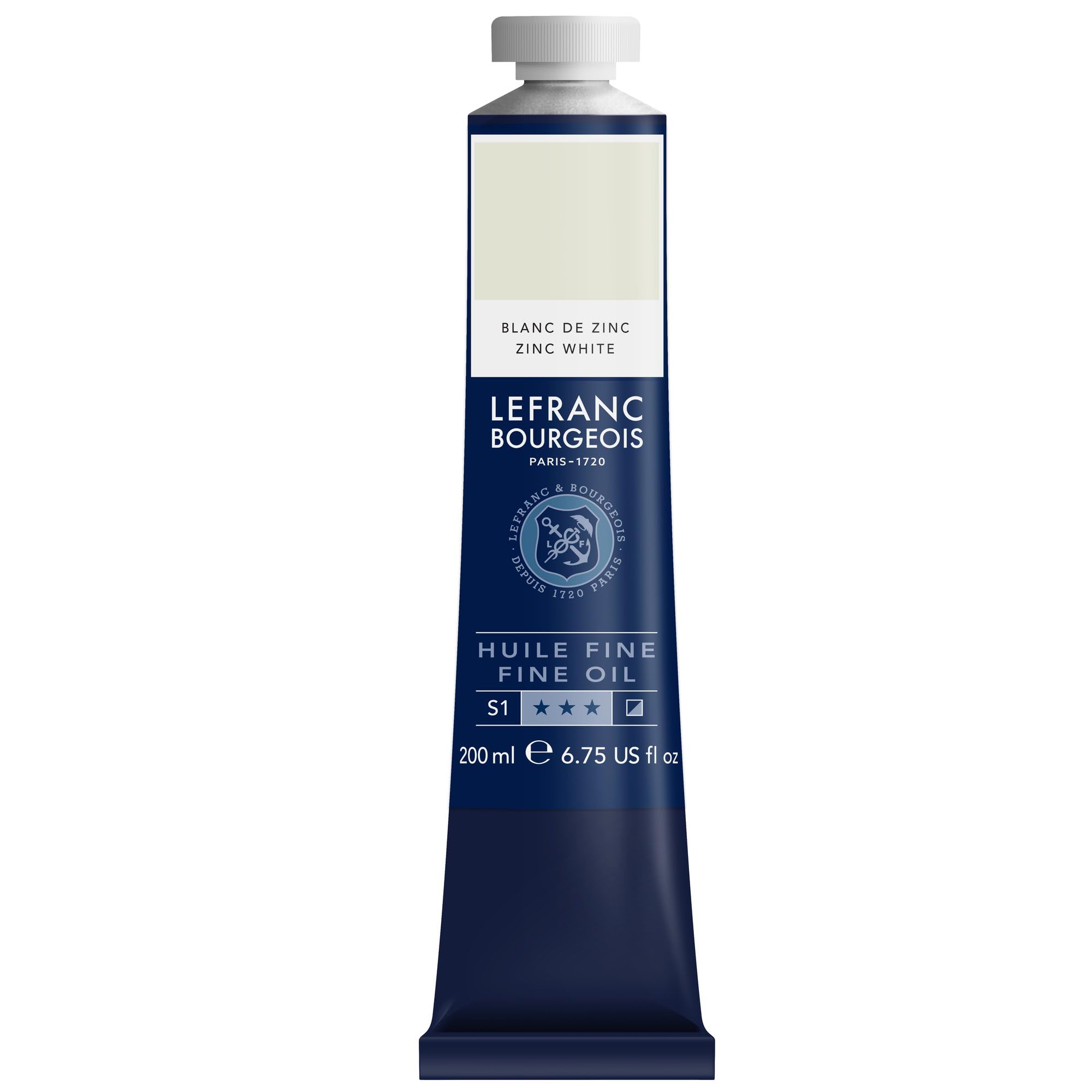 Lefranc Bourgeois 301853 Pintura al óleo fina de calidad, resistente a la luz y de consistencia uniforme, tubo de 200 ml, ideal para lienzos y tableros de pintura, blanco cinc