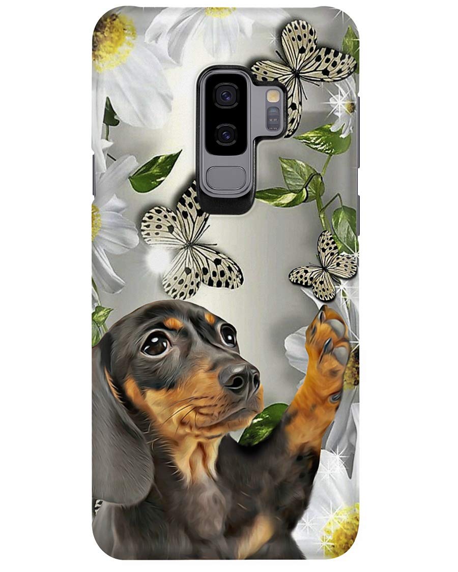 Dachshund Daisy and Butterfly Phone Case for Samsung Galaxy S7 - Silicone Case with 3D Printed Design, Slim Fit, Anti Scratch, Shock Proof, IMD Soft TPU Cover Case