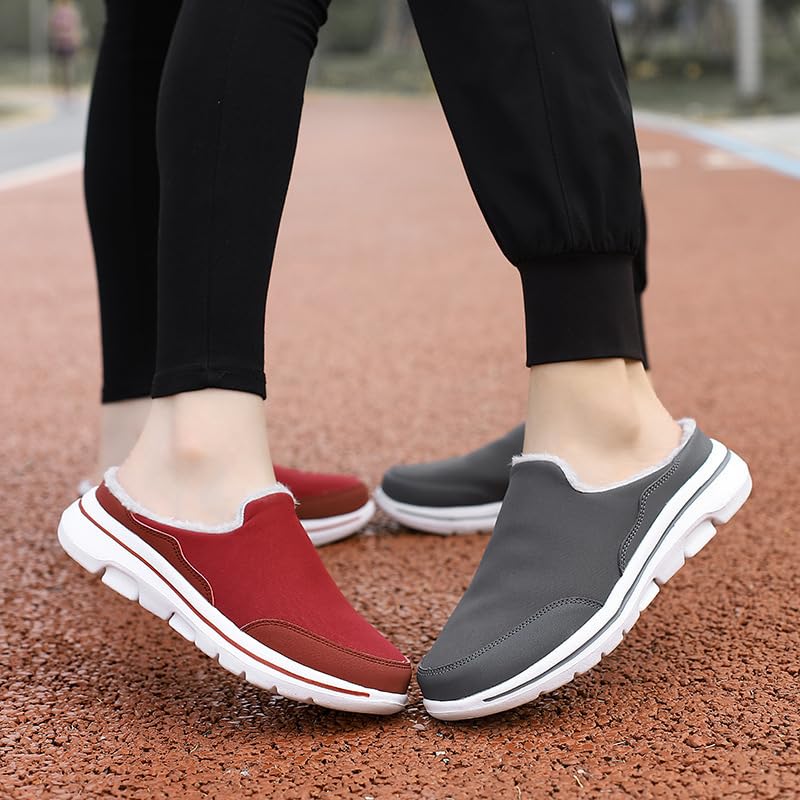 Men's Comfortable Fleece Warm Support Sports Sandals, Slip on Non Slip Thick Couple Sandals House Shoes Indoor/Outdoor with Arch Surpport2